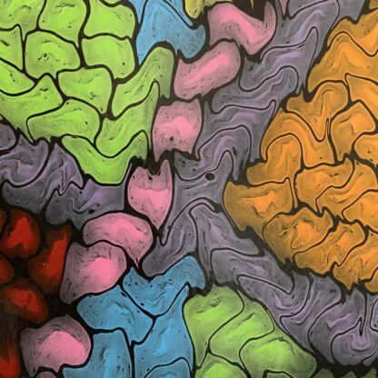 Squiggly Dots; Hand-dotted acrylic flow art on wood canvas. - Image 2