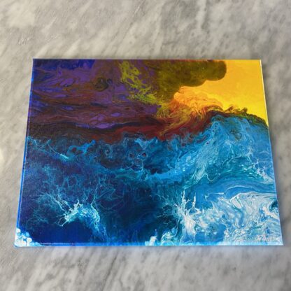 Stormy Sunset; Acrylic pour on canvas.