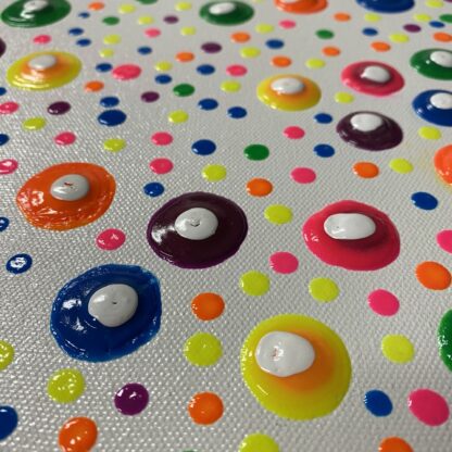 Messy Neon Raised Dots on White Canvas - Image 2