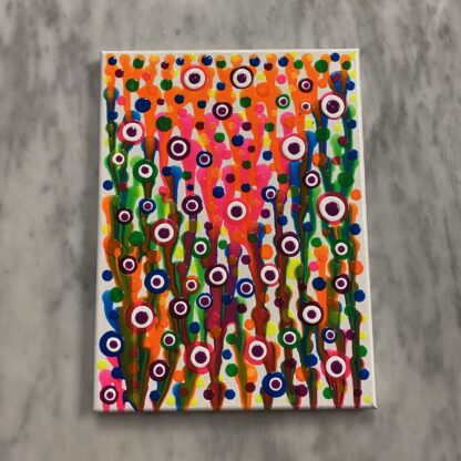 Neon Raised Dots on Painted Canvas