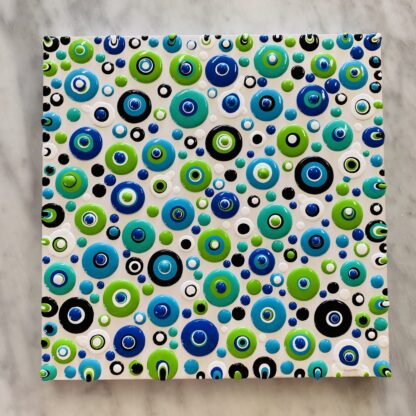 Blob Art; Ocean Colors on Painted Wood Canvas