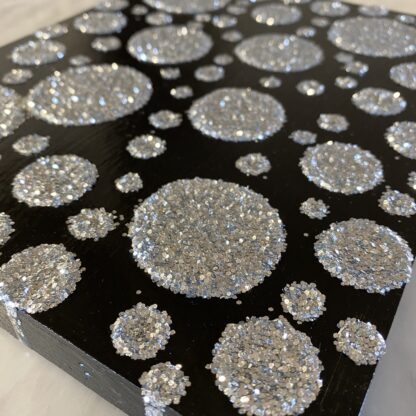 Glitter Dots; Sparkly on Black Wood Canvas - Image 2