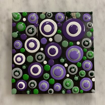 Blob Art; Close Encounters on a Rustic Black Wood Canvas