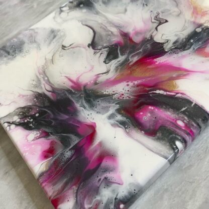 Pinks & Metallics Abstract Pour Painting on Canvas - Image 2