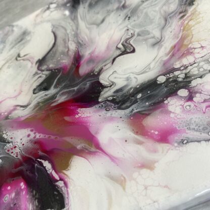 Pinks & Metallics Abstract Pour Painting on Canvas - Image 3