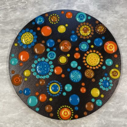 Fall Inspiration - Round Black Canvas Dot Art