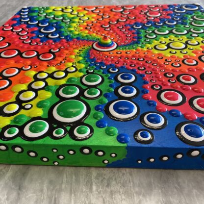 Blob Art; Neon Rainbow on a Painted Wood Canvas - Image 4