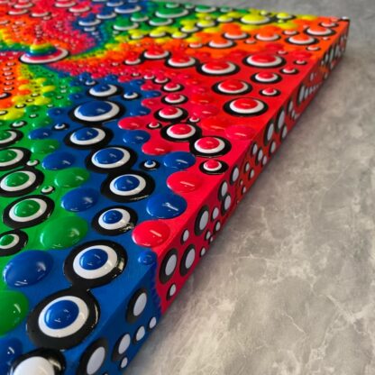 Blob Art; Neon Rainbow on a Painted Wood Canvas - Image 5