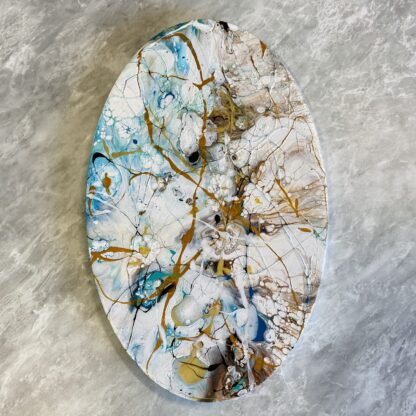 Messy - Oval Abstract Acrylic Pour Painting