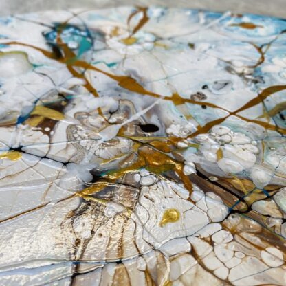 Messy - Oval Abstract Acrylic Pour Painting - Image 2