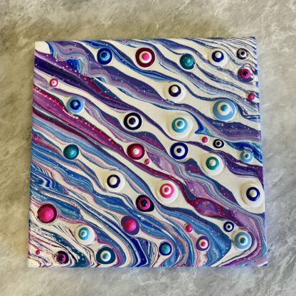 Blob Art Meets Ribbon Pour on Wood Canvas