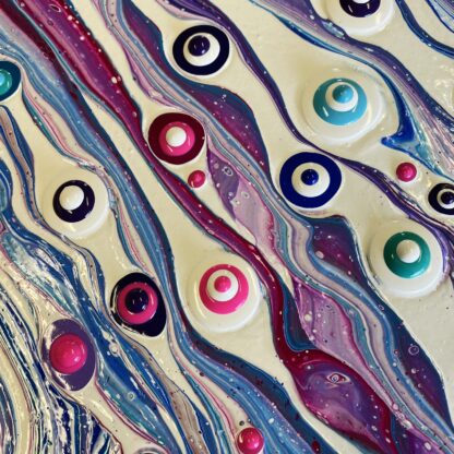 Blob Art Meets Ribbon Pour on Wood Canvas - Image 2