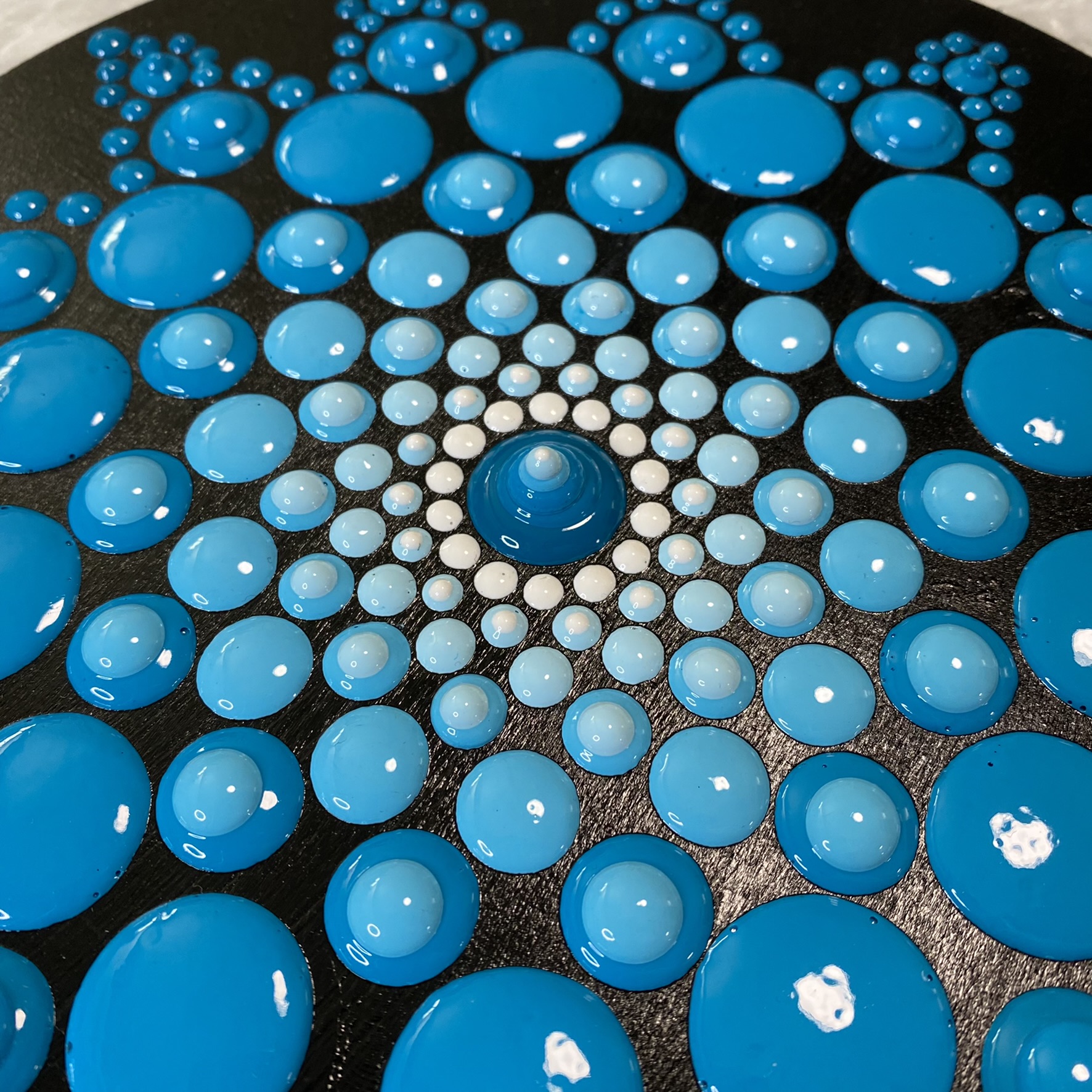 Blob/Dot Art; Flower Pattern Turquoise & Black - Furst Art Studio