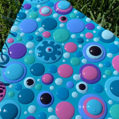 Blob Art; Turquoise, Pinks & Purples on Triangle Wood Canvas - Image 2