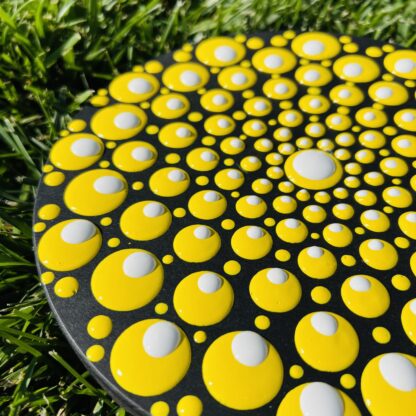 Blob Art; Yellow Mandala Sunflower with White Accent Dots - Image 2