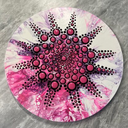 Acrylic Pour and Mandala Painted Flower Blob Art Painting