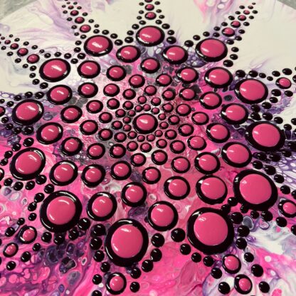Acrylic Pour and Mandala Painted Flower Blob Art Painting - Image 2