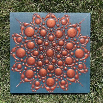 Mandala; Copper on Dark Turquoise