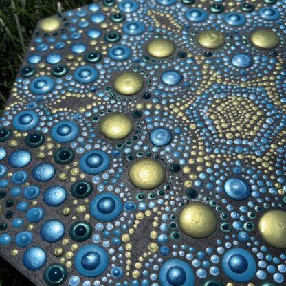Shades of Blues and Golds Hexagon Dot Painting - Image 2