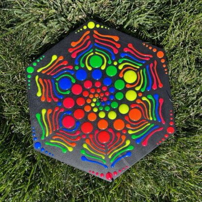 Hexagon Neon Spiral Mandala Dot Painting