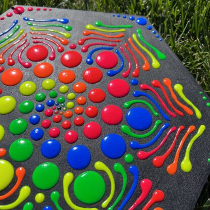 Hexagon Neon Spiral Mandala Dot Painting - Image 2